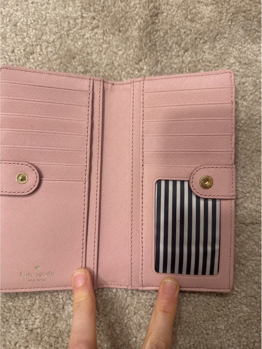 Kate Spade New York Pink Leather Wallet with Laser Cut Detail